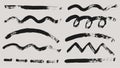 Set of brush strokes: straight, wavy, dotted, arch. Royalty Free Stock Photo